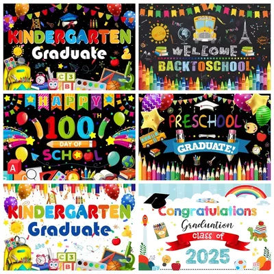 Preschool Kindergarten Graduate Photography Backdrop Class of 2025 Kids Kindergarten Congrats Grad