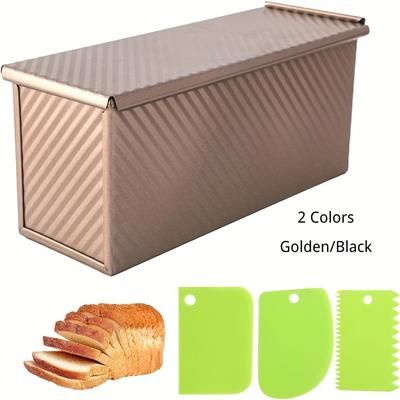TEMU 2.2lb Sourdough Bread Loaf Pan With Lid - Easy Clean, Deep Rectangular Pullman Pan For Homemade Bread, Includes Dough Scraper & Cutter, Ideal For Holidays Like Christmas & Easter, Loaf Baking Pan