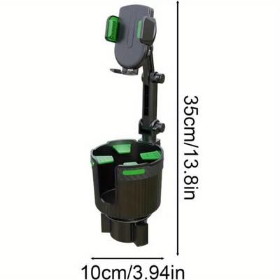 TEMU Abs Car Cup & Phone Mount - Universal 13. 77 Adjustable Holder With 360° Rotation For All Vehicles