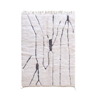 Tappeto berbero marocchino in pura lana bianca 153 x 211 cm