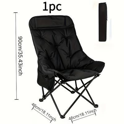 TEMU Outdoor Folding Chair, Wide And Thick Ergonomic Moon Chair With Stainless , Portable And Foldable, Suitable For 4 : Camping, Fishing, Outdoor Barbecues, And Picnics