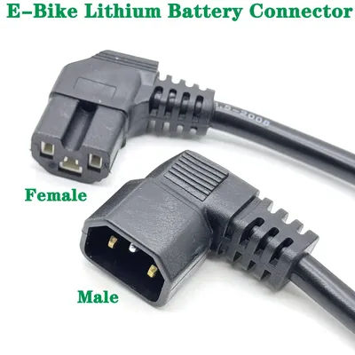 Electric Bicycle Charging Head Lithium Battery Output Line 3Pin E-bike Male Female Base for 36V 48V Vehicle Charger Plug Socket