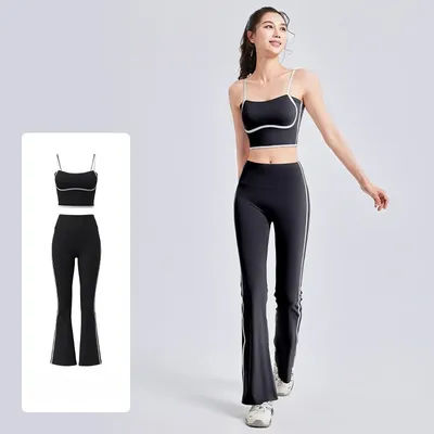 New Sports Suit Women's Shockproof Push-up Women's Vest Adjustable Shoulder Strap High Waist Micro-pants High Elastic Yoga Suit