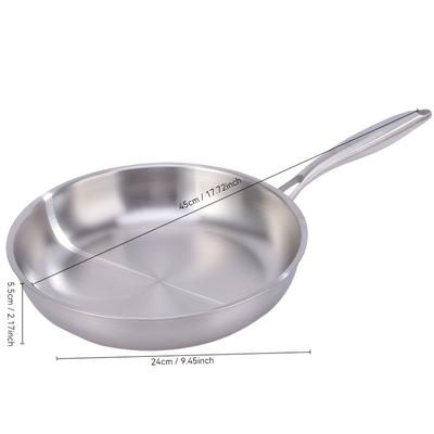 TEMU 1pc Premium 304 Stainless Steel Frying Pan - , Heavy-duty With Heat-resistant Handle For Gas Stove & Cooktop - Frying Steak, Eggs, And More, Kitchen Cookware | Sleek | Durable Cookware