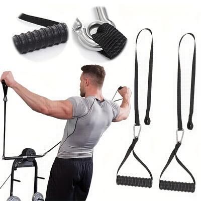 TEMU Advanced Nylon Three-headed And Two-headed Training Rope - Multifunctional Pull Attachment, Suitable For Gym Workouts, Chest Muscle Exercise, Without Battery