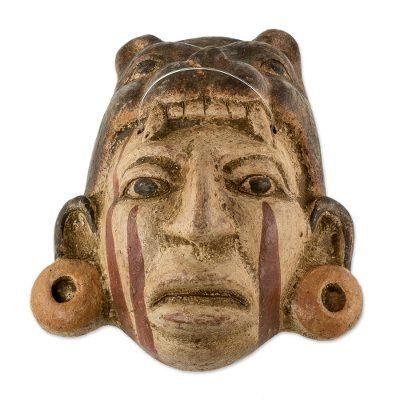 Maya Jaguar Priest,'Fair Trade Central American Ceramic Mask'