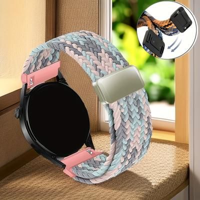 TEMU 1pc Nylon Braided Smartwatch Band, 18mm/20mm/22mm Wide Loop Strap, Compatible With Galaxy Watch 7/6/5/4/pro, Huawei Watch Gt 2e 3 4 5, Upgraded Magnetic Clasp, Durable Polyamide Material