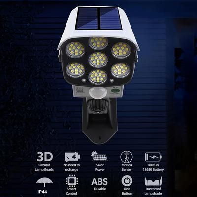 TEMU Outdoor Motion Sensor Solar Lights 2000 77 Leds Spotlight With Remote Controller Flood Lights Outdoor Ip44, For Porch Garden Patio Driveway