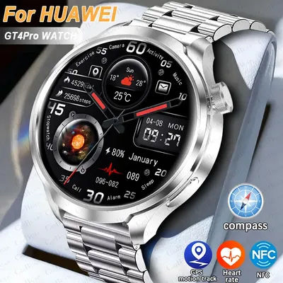 GT4 Pro santé montre intelligente hommes 360*360 AMOLED écran NFC GPS Tracker boussole BT appel sang oxygène IP68 Sport Smartwatch 2025New
