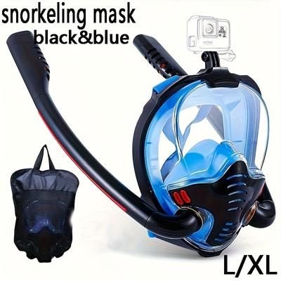 TEMU 180-degree Dual Snorkel Mask - , Leakproof, Design And New Exhaust Valve Swimming Goggles For Adults