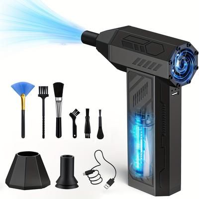TEMU Compressed Air Duster Cleaner For Pc, 4 Gear Adjustable 130000rpm Electric Air Duster, Portable Air Dust Blower, Cordless Compressed Air Duster For Computer, Keyboard, Outdoors And Car Cleaning