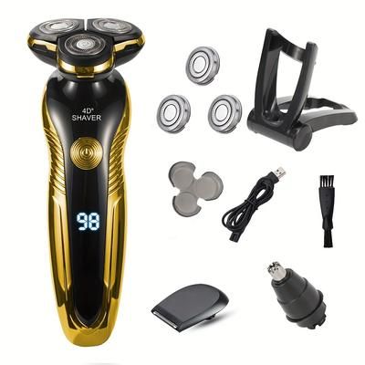 TEMU 3-in-1 Men's Electric Shaver - Wet/dry Rotating Blades, Usb Rechargeable For Seamless Shave, Includes Spare Blade - Perfect Gift For Dad, Husband & Beauty Enthusiasts