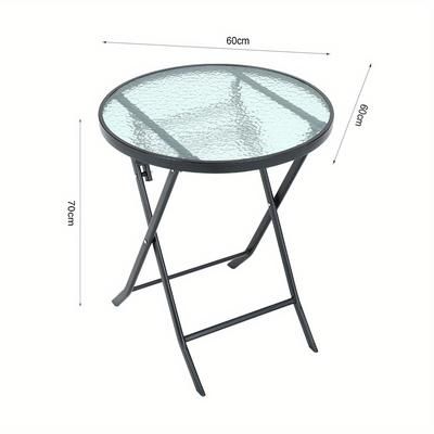 TEMU Fashionable Foldable Round Garden Table Furniture Set Cafe Foldable Brown Water Table Bearing 70kg 606071 Brown/ Black