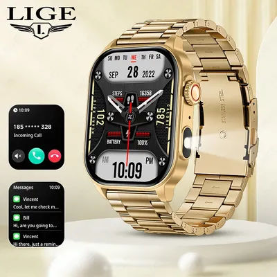 LIGE nouveaux hommes montre intelligente 2.01 "HD affichage lampe de poche LED moniteur de santé Sport Fitness montres Bluetooth appel Smartwatch femmes