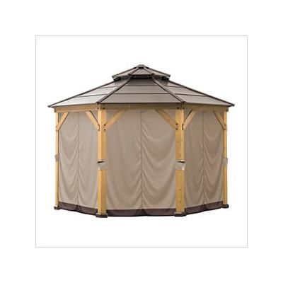 Sunjoy Group Replacement Privacy Curtains for 13 x 13 Hardtop Gazebo (Beige/Brown)