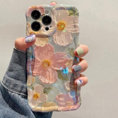 TEMU New Luxury Laser Blue Light Flower Irregular Wave Protctive Phone Case Suitable For Iphone 15/15pro/15promax/14/14pro/14promax/13/13pro/13promax/12/12pro/12promax/11, Holiday Gift