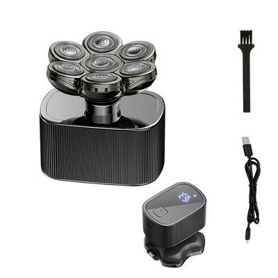 TEMU Chin Men's Electric Head Shaver Kit - Usb Rechargeable, Wet/dry Use, Led Display, Stainless Steel Blades