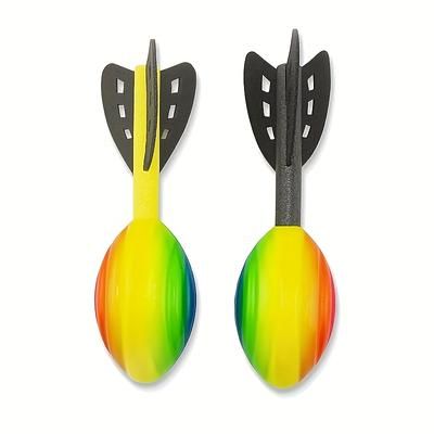 TEMU 1/2pcs 11.44 Inch Rainbow Foam Spiral Rocket Football Hand Outdoor Long Distance Dart Toy Integrated Fun Throwing Game