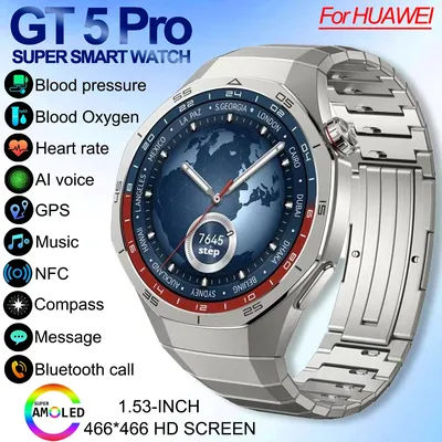GT 5 Pro montre intelligente hommes femmes 1GB mémoire 466*466 HD écran SmartWatch fréquence cardiaque sang oxygène GPS tracker NFC Smartwatch nouveau