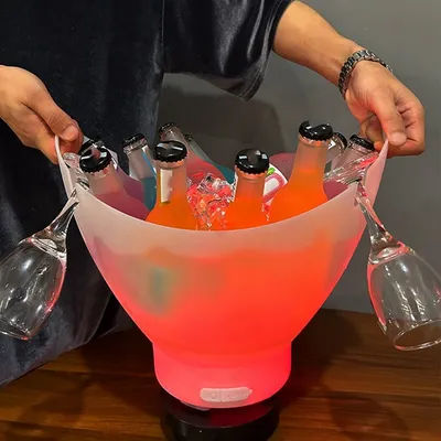 ABSQ-Seau à glace avec haut-parleur Bluetooth avec barre lumineuse grand seau à glace Portable seau