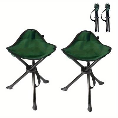 TEMU 2pcs Portable Folding Camping Chair, 19.69-inch Compact Outdoor Tripod Stool, Lightweight Oxford Fabric Seat, Suitable For Fishing, Hiking, Hunting, Golf, Gardening, Beach