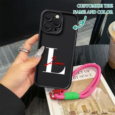 With Phone Strap Customize Name Soft Phone Case For Samsung A56 A55 A54 A53 A36A 35 A3 A26 A15 A13 A16 A06 S25 Ultra S24 S23 S22
