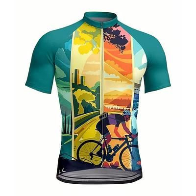 Per uomo Per donna Maglia da Ciclismo Grafico Geometrico Manica Corta Bicicletta Maglia Top con 3 tasche posteriori Resistente ai Raggi UV Asciugatura Rapida Cerniera Frontale Strisce Riflettenti Gli