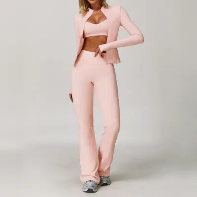 3PCS Yoga Set Women's Sportswear 2 Pieces Gym Set Women Workout Clothes High Waist Yoga Leggings Sports Bra Sets Tracksuits