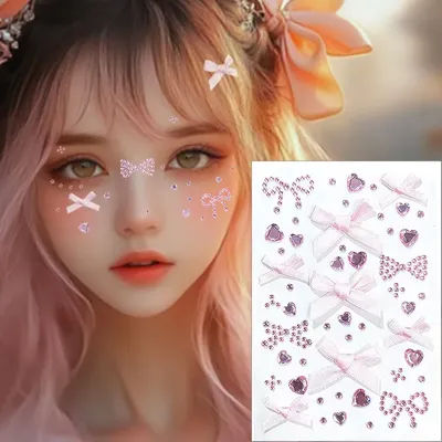 Bow girl eye patch stage daily makeup diamond glitter patch crystal velvet bow party eye patch
