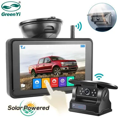 GreenYi caméra de recul à aimant d'énergie solaire sans fil avec moniteur de vue arrière AHD 5 "pour camping-car camion remorque Rv