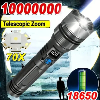 Ultra Bright LED Flashlight, Portable Tactical Zoom Light Torch Rechargeable Emergency Lantern For Camping, Hiking & Emergency