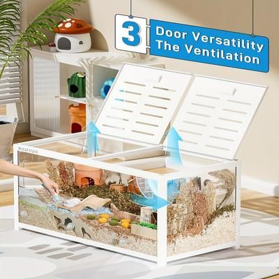 TEMU Bucatstate 100cm Large Metal Hamster Cage, Stackable Small Animal Habitat With -white