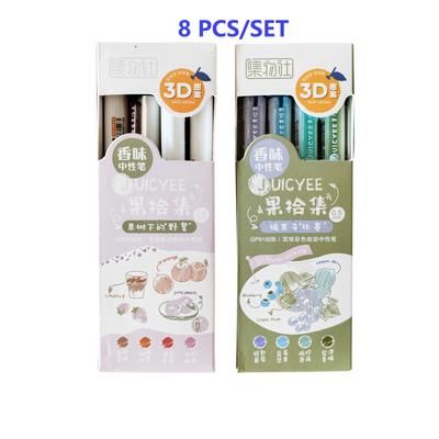 TEMU 8-pack Colors Gel Pens Set, Plastic Quick-drying Medium Point, Quick-drying, Fruit Theme Colored Ink Rollerball Pens For Journaling, Doodling And Drawing, Ideal For Gifts.