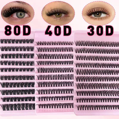 Individual Lashes 8-16mm 200pcs Cluster Lashes Natural Look Mixed Tray DIY Eyelash Extension Volume Lash Clusters Eyelashes Long