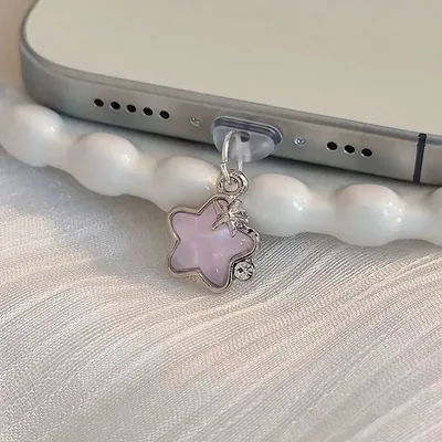 Bouchon anti-poussière étoile mignon, prise de Port de Charge de téléphone pour iPhone pour Airpods Type C, bouchon de Protection contre la poussière, pendentif, cadeau de Couple ﻿