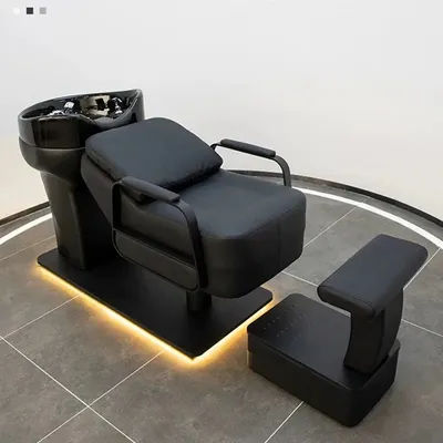 Barbershop High-end Shampoo Beds Semi-reclining Position Stainless Steel Ceramic Ergonomics Spa Salon Furniture Chuveiro FYSB