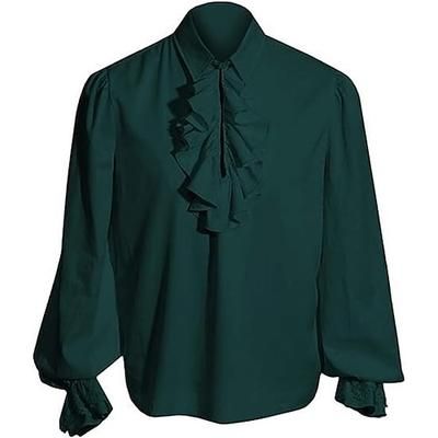 Retrò Vintage Vittoriano Medievale Blusa / Camicia Costume Cosplay Mascherata Vampiro Con Volant Costume Per uomo Costumi da pirata Fantasia Reale Halloween Carnevale Mascherata Evento / Festa Adulti