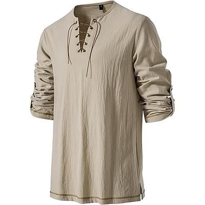 Medievale Rinascimento 17° secolo Lunghezza media Blusa / Camicia Costume Cosplay Cavaliere Vichingo Cavaliere Celtico Elfico Coulisse Tinta unica Costume Per uomo Costumi da pirata Halloween