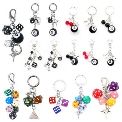 Classical Shaped Dice Billiards Black 8 Bag Hanging Keychain Personalized Design Cell Phone Pendant Ladies Bag Chain Charms
