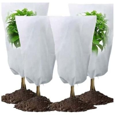 Set di 4 coperture invernali per piante con cordino in polipropilene da 70 g/m², 80 x 100 cm, bianco