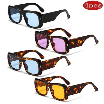 Lunettes de soleil de voiture 1/4 pièces lunettes de soleil carrées Vintage femmes grand cadre couleur bonbon lunettes femme dégradé léopard lunettes unisexe ﻿