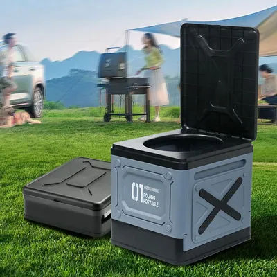 Camping Folding Toilet Commode Heavy Duty with Storage Bag Multipurpose Car Toilet Portable Toilet for RV Picnic Fishing Boat