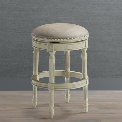 Covington Backless Bar & Counter Stools - 24" Counter Height, Counter Mahogany, Walnut Leather - Frontgate