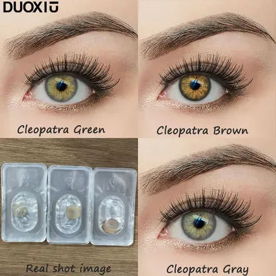 DUOXIU 1 Pair Colored Contact Lenses Beautiful Pupil Color Circle Lens Green Iris Prescription Yearly Natural 0-8 Degrees F