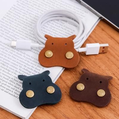 Hip Hippos,'3 Leather Hippo Cable Organizers for Electronic Chargers'