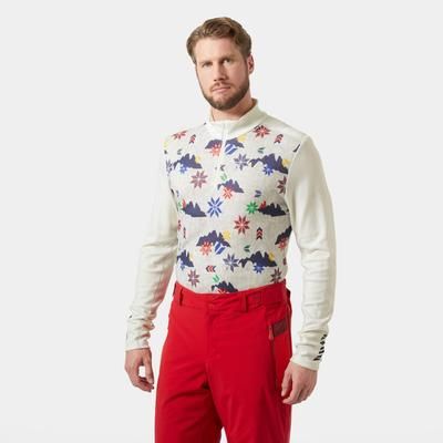 Helly Hansen Men's Lifa Merino Midweight 1/2 Zip Base Layer White L