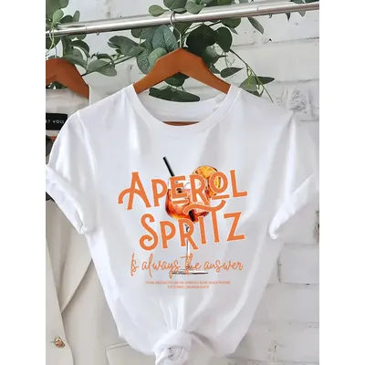 Haut ajusté confortable à manches courtes pour toutes les saisons, T-Shirt décontracté à col rond pour femmes, imprimé verre de Cocktail