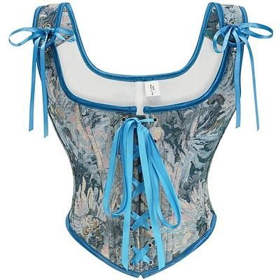Retrò Vintage Medievale Rinascimento Corsetto Gilet Bustino Allacciato Floreale Jacquard Costume Per donna Celtico Fantasia Reale Halloween Carnevale Feste Casual Quotidiano LARP Adulti Corsetto