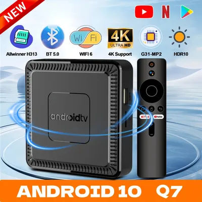 Smart TV BOX Q7 Projection Function Android10 Allwinner H313 Quad Core Support 4K Google Voice Media Player Home Audio Equipment