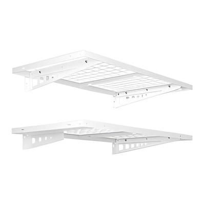 Fleximounts 2' x 4' White Wall Mounted Shelf (2-Pack)
